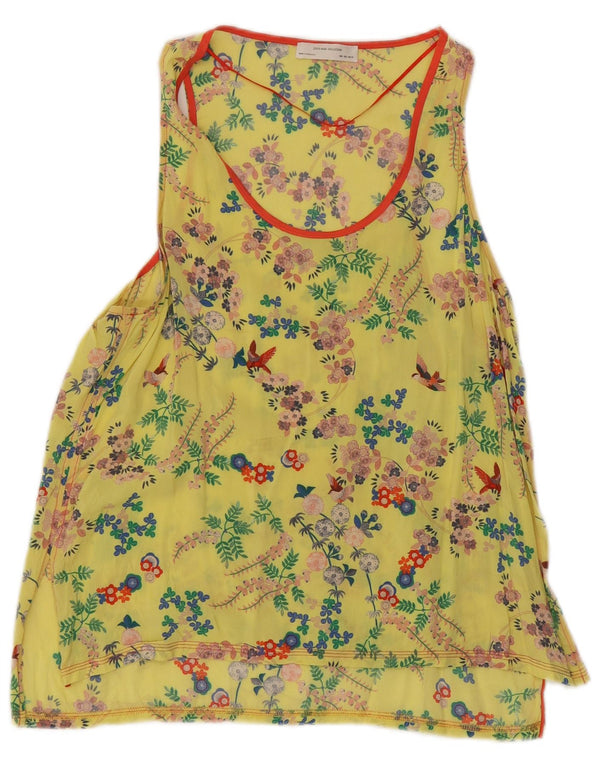 Zara Chemisier sans manches pour femme UK 44 Large Jaune Floral