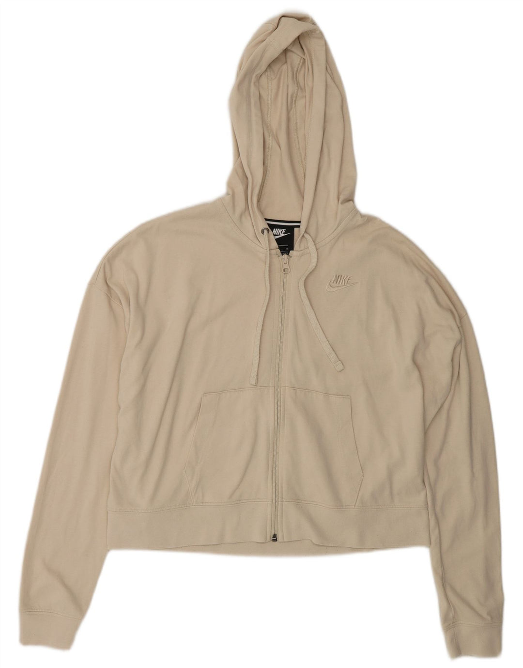 Nike Pull à capuche zippé surdimensionné pour femme UK 10 Petit Polyester Beige