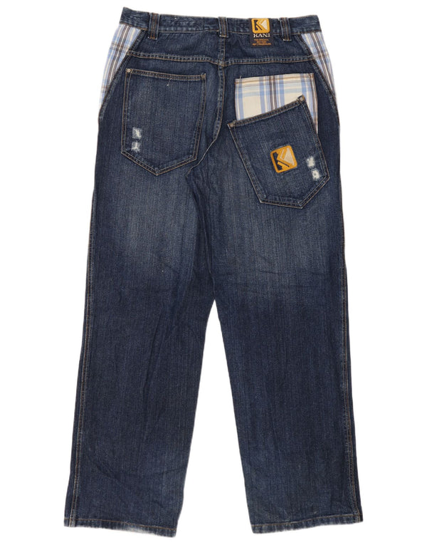Karl Kani Jean droit vieilli pour homme W34 L34 en coton à carreaux bleu