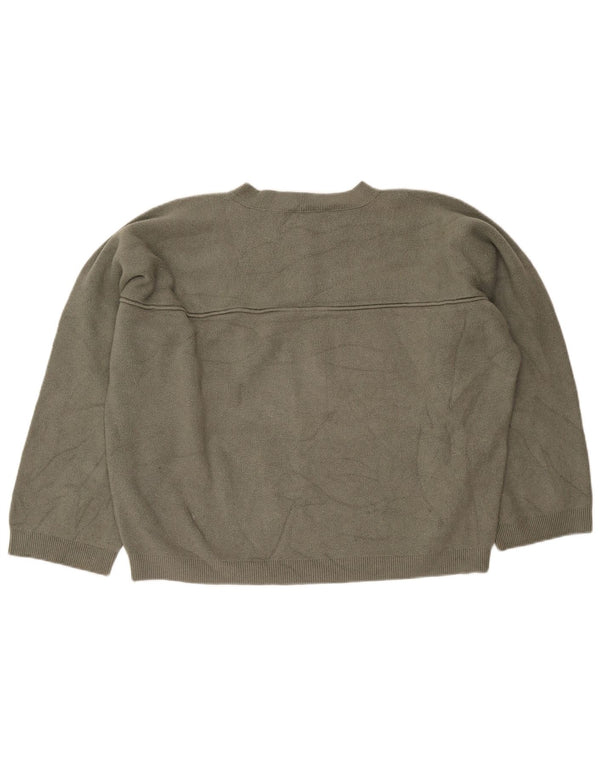 Zara Pull surdimensionné à col boutonné pour femme UK 16 Large Kaki Viscose