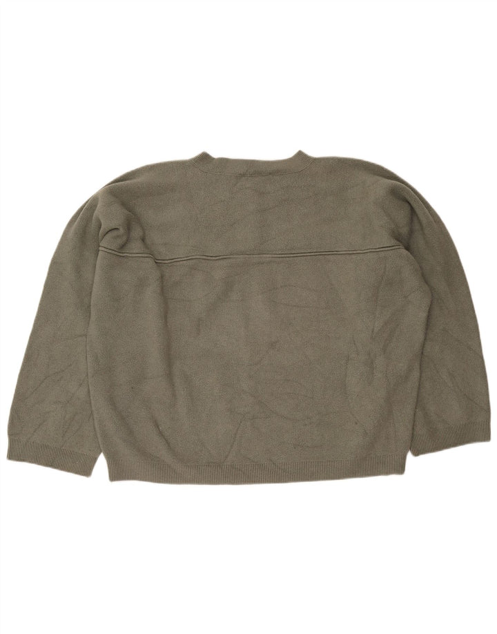 Zara Pull surdimensionné à col boutonné pour femme UK 16 Large Kaki Viscose