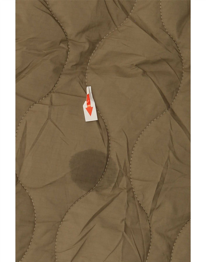 Zara Veste matelassée surdimensionnée à capuche pour femme UK 14 Medium Kaki Polyester