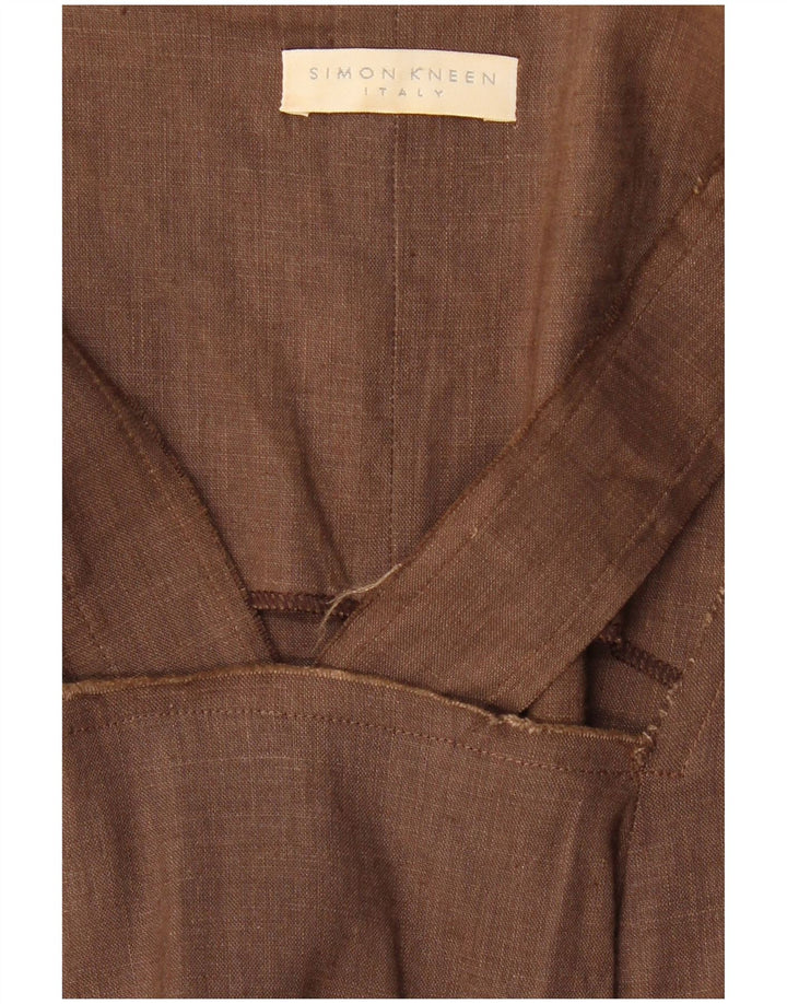VINTAGE Robe Maxi sans manches pour femmes UK 8 Petit Marron