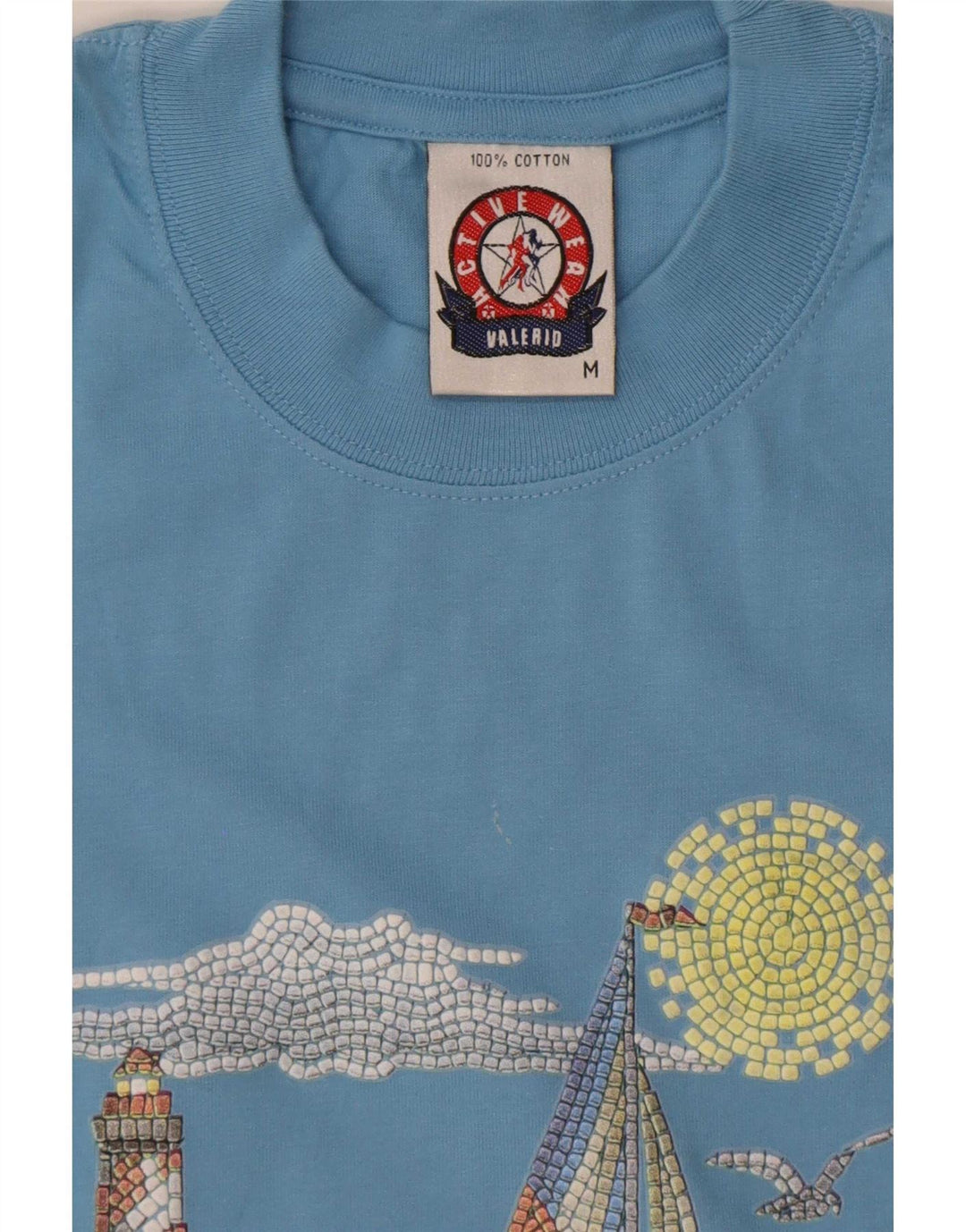 T-Shirt graphique Vintage pour hommes, haut en coton bleu moyen