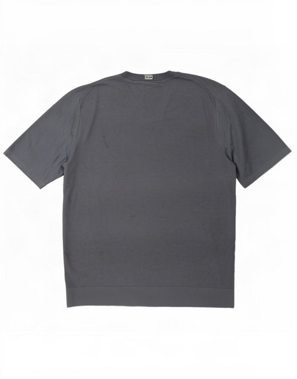 Cos Mens Regular T-Shirt Top Medium Blue Silk