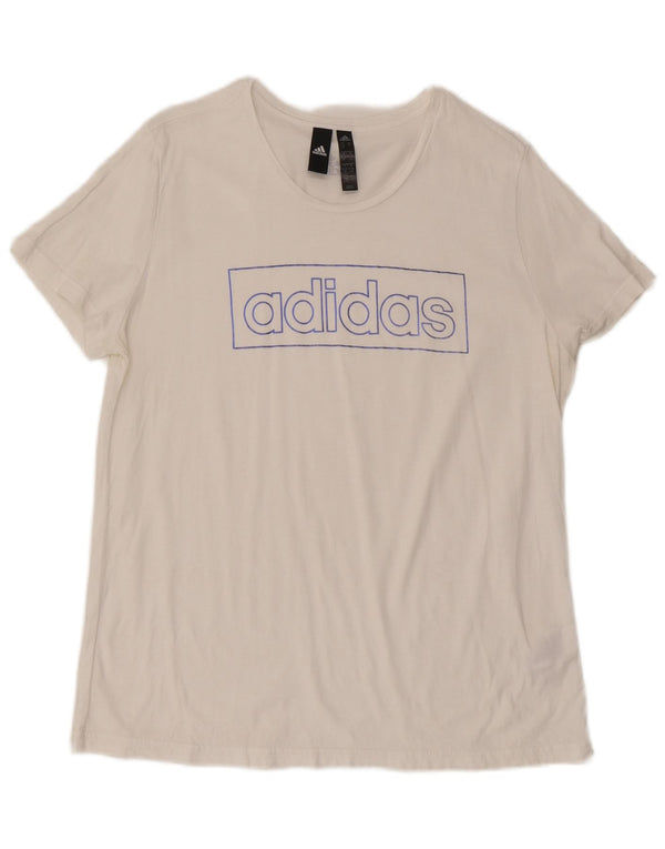 Adidas T-shirt graphique pour femme UK 20/22 XL Blanc Coton
