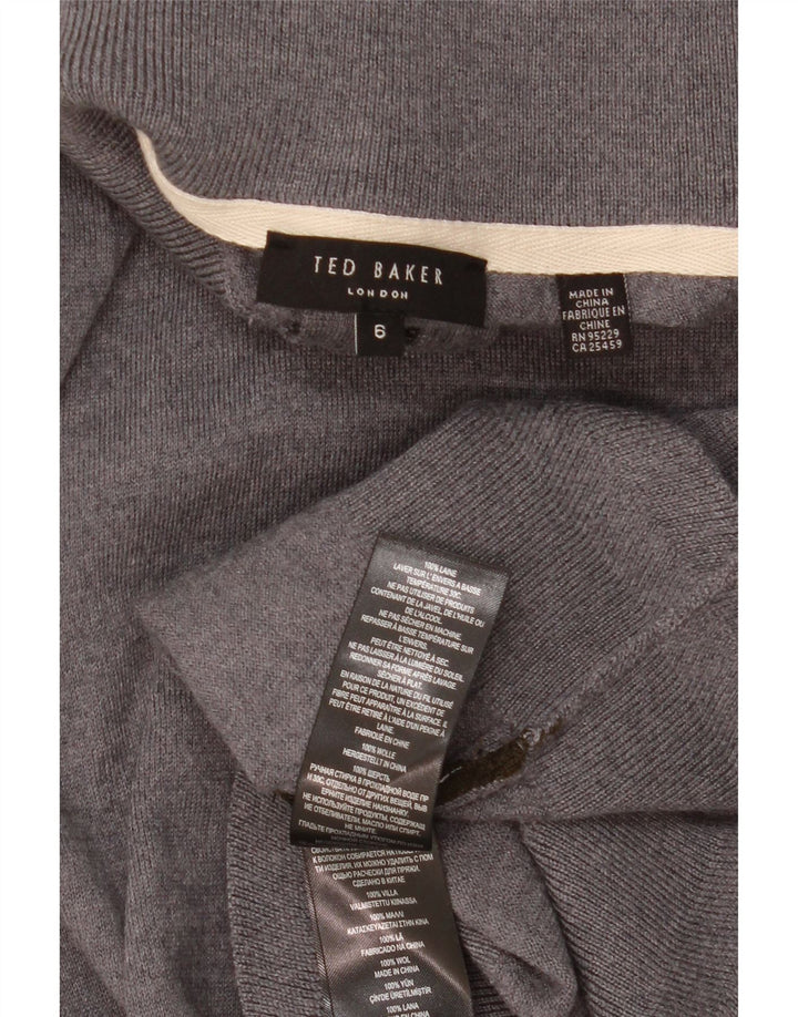 TED BAKER Pull à col zippé pour homme Taille 6 2XL Laine grise