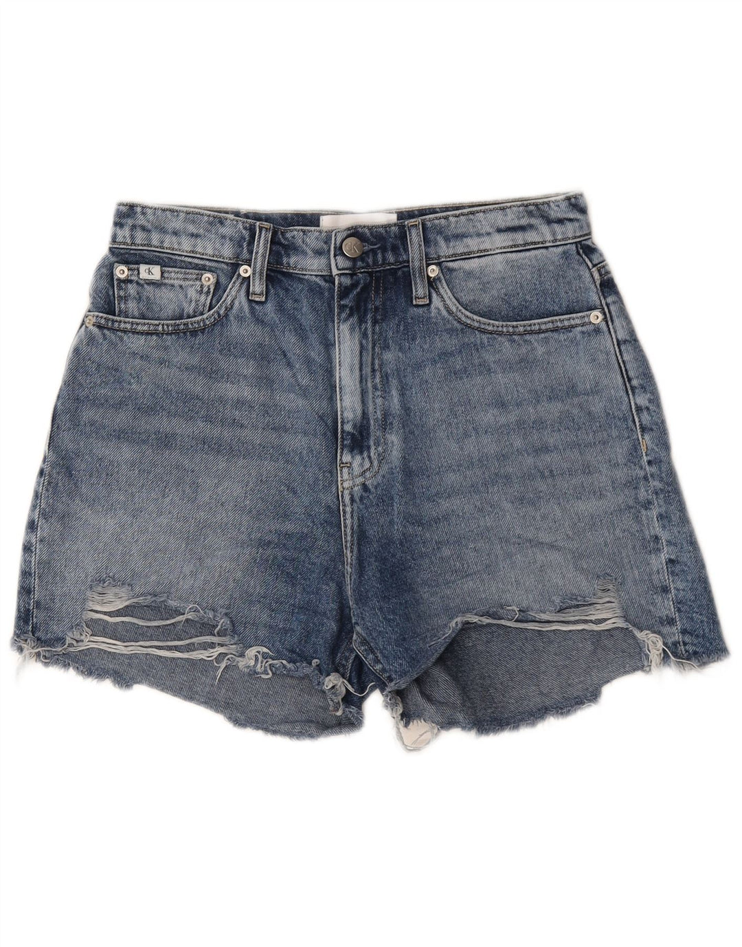 Calvin Klein Womens Denim Distressed Hot Pants W28 Bleu Moyen Coton