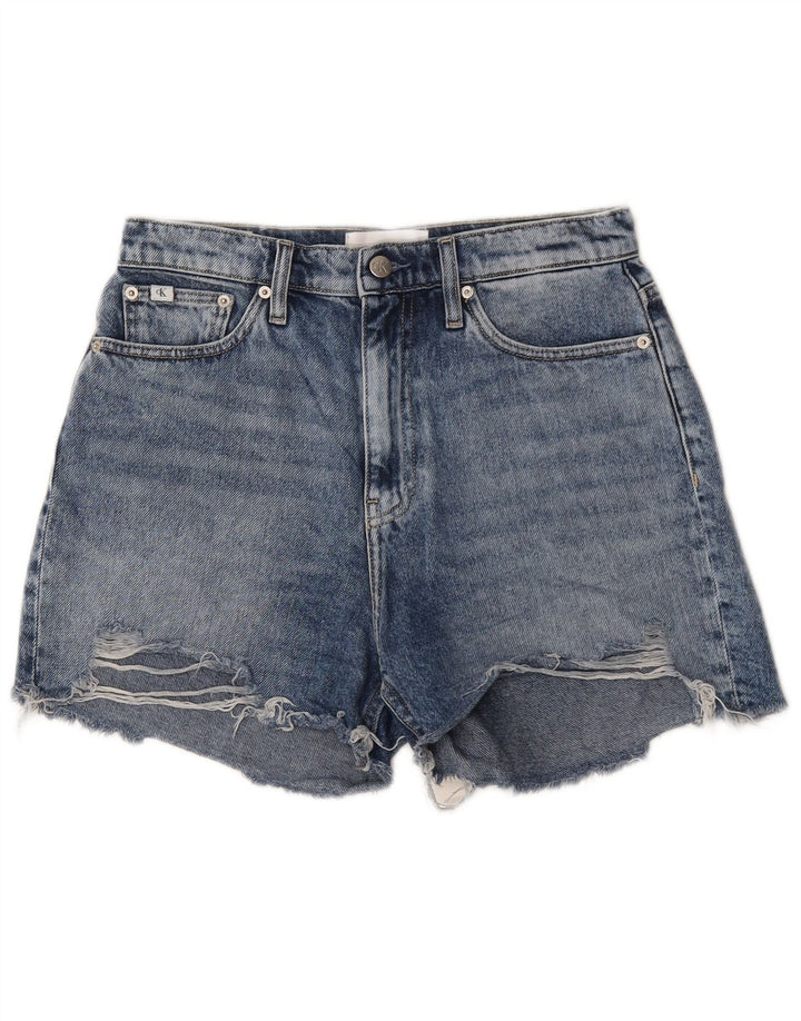 Calvin Klein Womens Denim Distressed Hot Pants W28 Bleu Moyen Coton