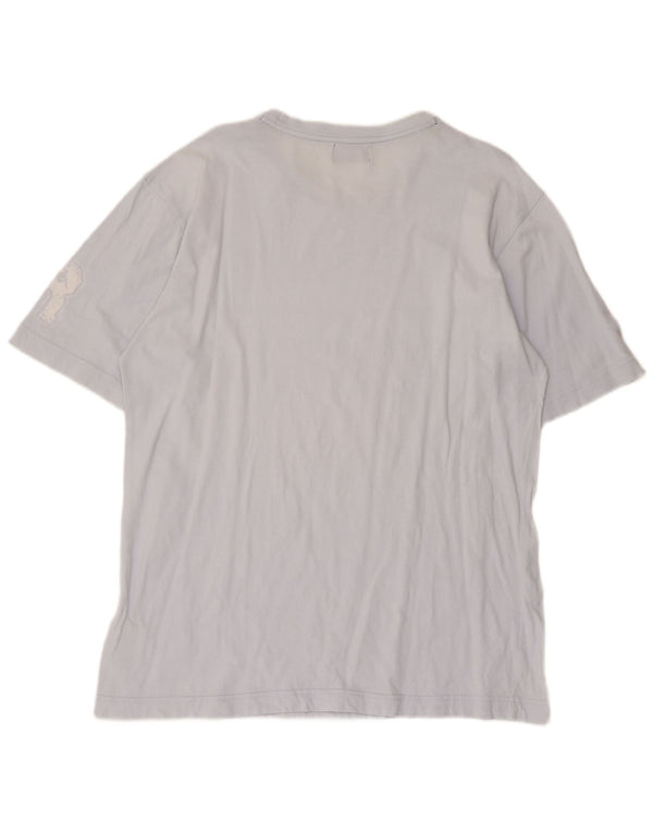 Kappa Homme T-Shirt Top Large Bleu Rayé Coton