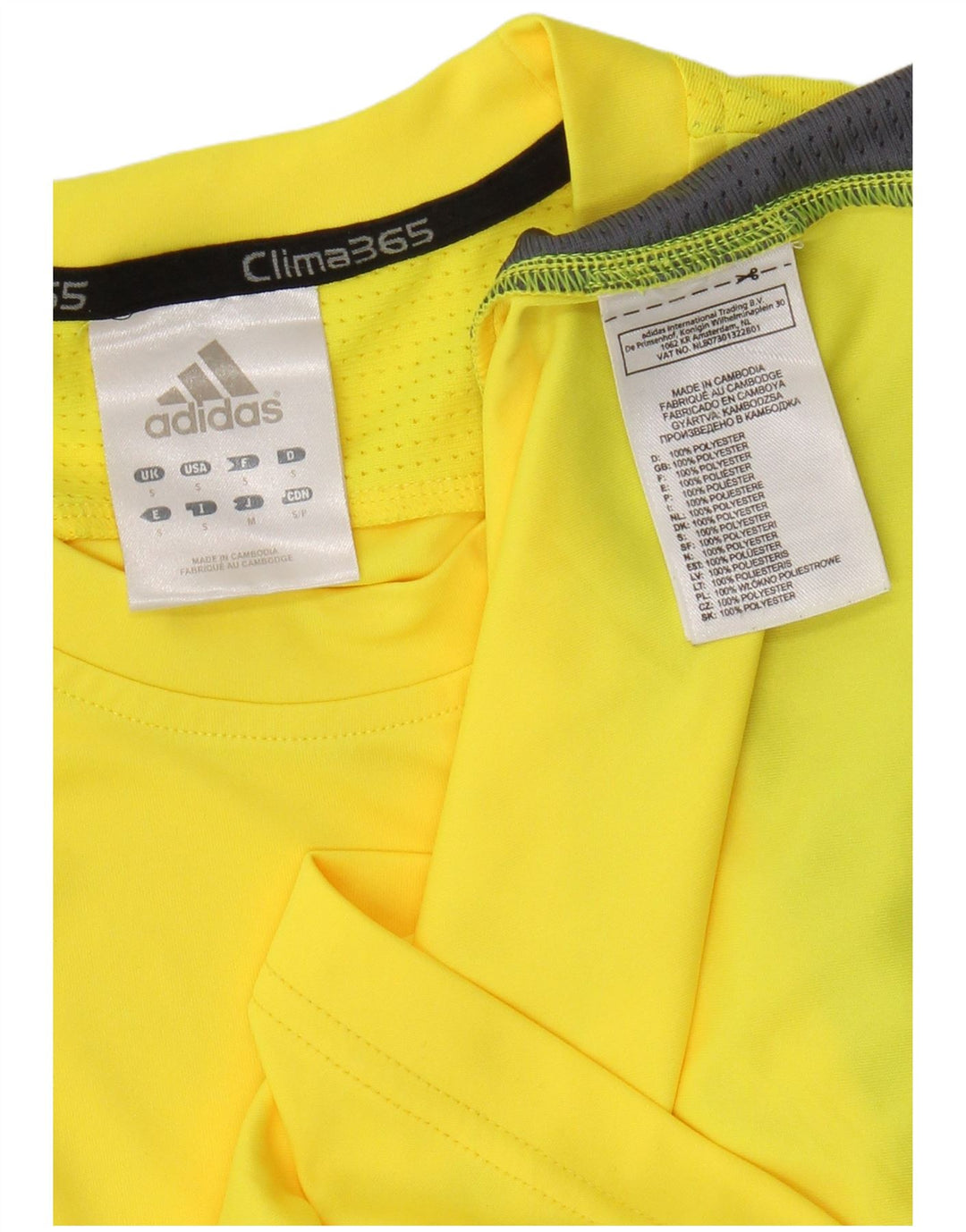 Adidas Hommes Clima 365 T-Shirt Haut Petit Jaune Colorblock Polyester