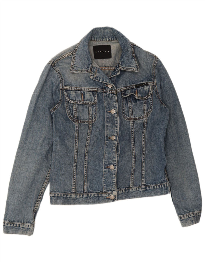 Sisley Veste en Jean Femme UK 10 Petit Bleu Coton