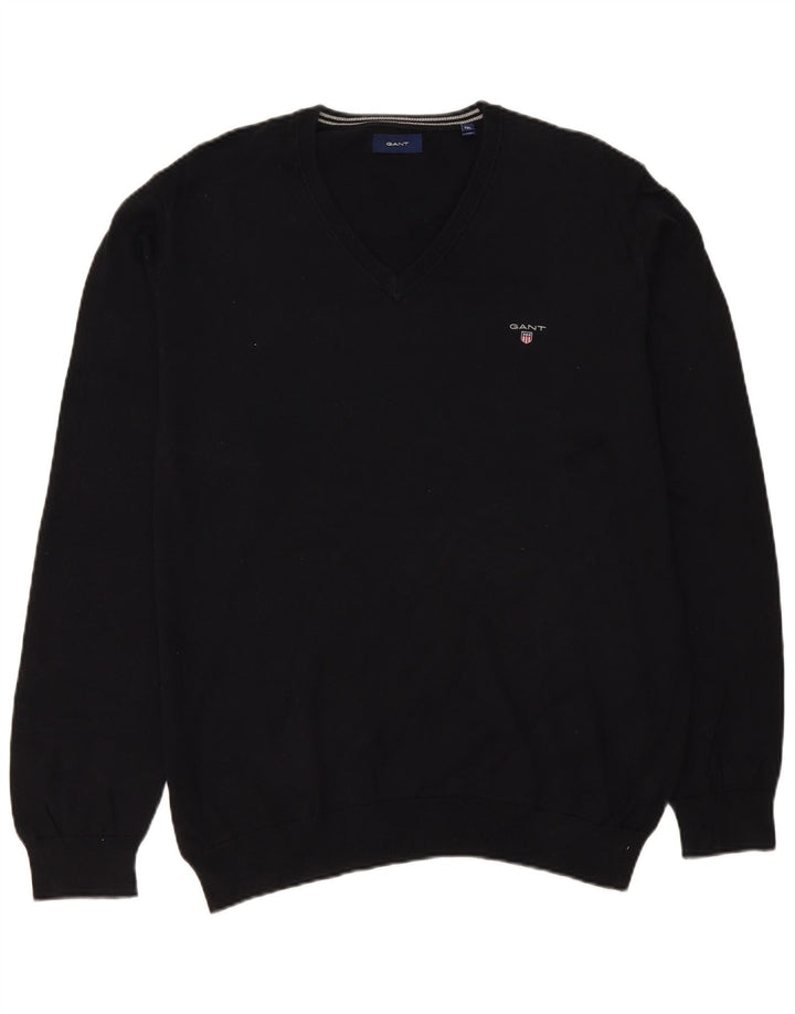 Gant Pull col V pour homme 2XL Noir Coton