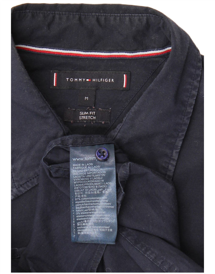 TOMMY HILFIGER Chemise Slim Fit à Manches Courtes Homme Bleu Marine Moyen Coton