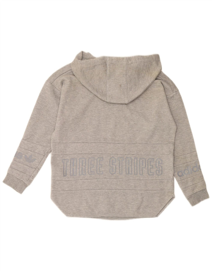 ADIDAS Pull à capuche surdimensionné graphique pour femme UK 8 petit coton gris
