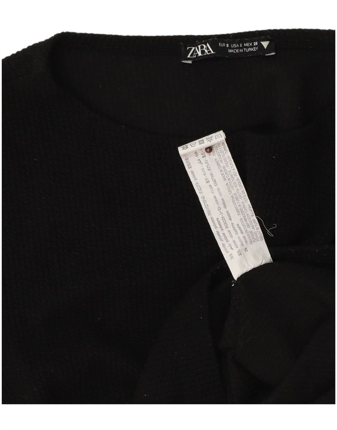 Zara Femmes Crop Top Manches Longues UK 8 Petit Noir Polyester