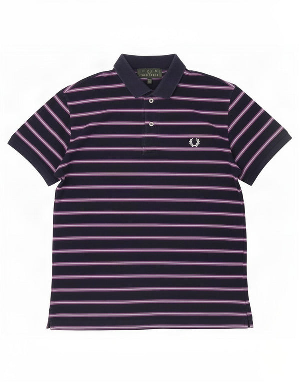 Fred Perry Polo Homme Large Bleu Marine Rayé Coton