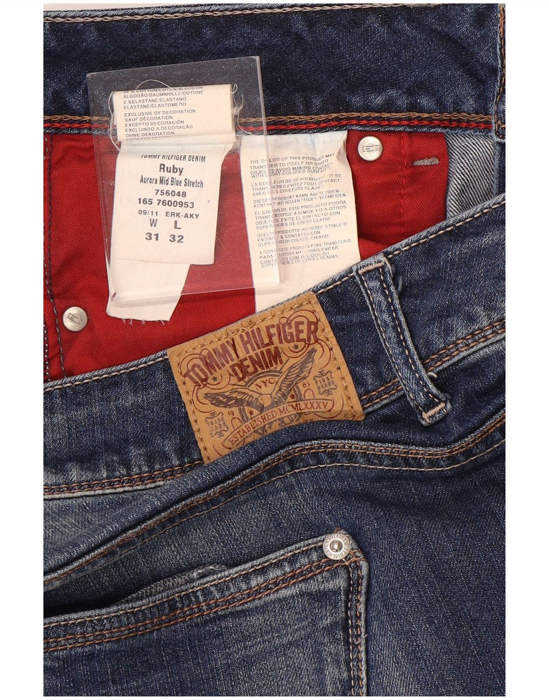 Tommy Hilfiger Jean droit Ruby femme W31 L32 bleu coton