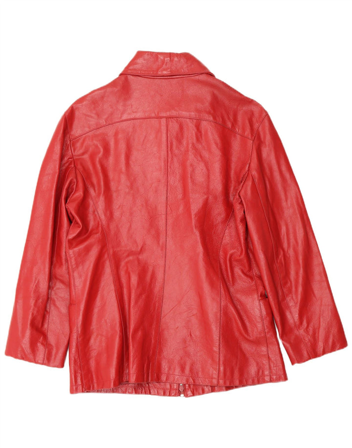 Veste en cuir femme vintage UK 14 Cuir rouge moyen