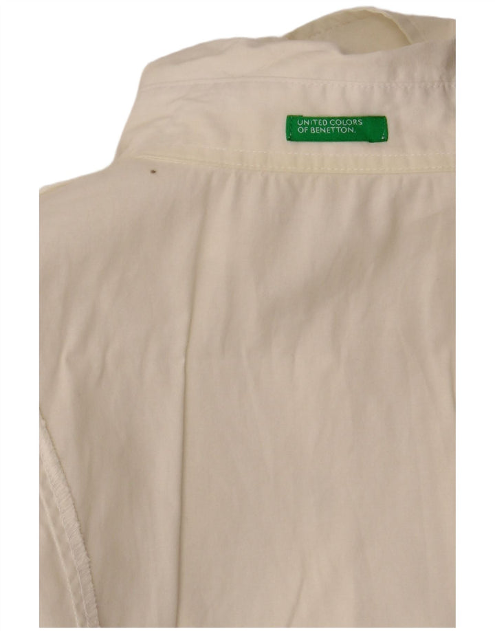 BENETTON Chemisier à manches courtes pour femme UK 8 Small Blanc cassé
