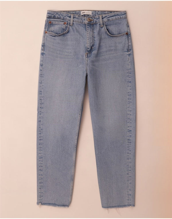 Zara Jean fuselé pour femme EU 42 Large W32 L26 Bleu Coton