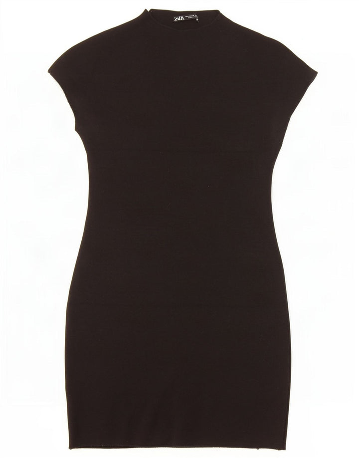 Zara Robe moulante pour femme UK 12 Viscose noire moyenne