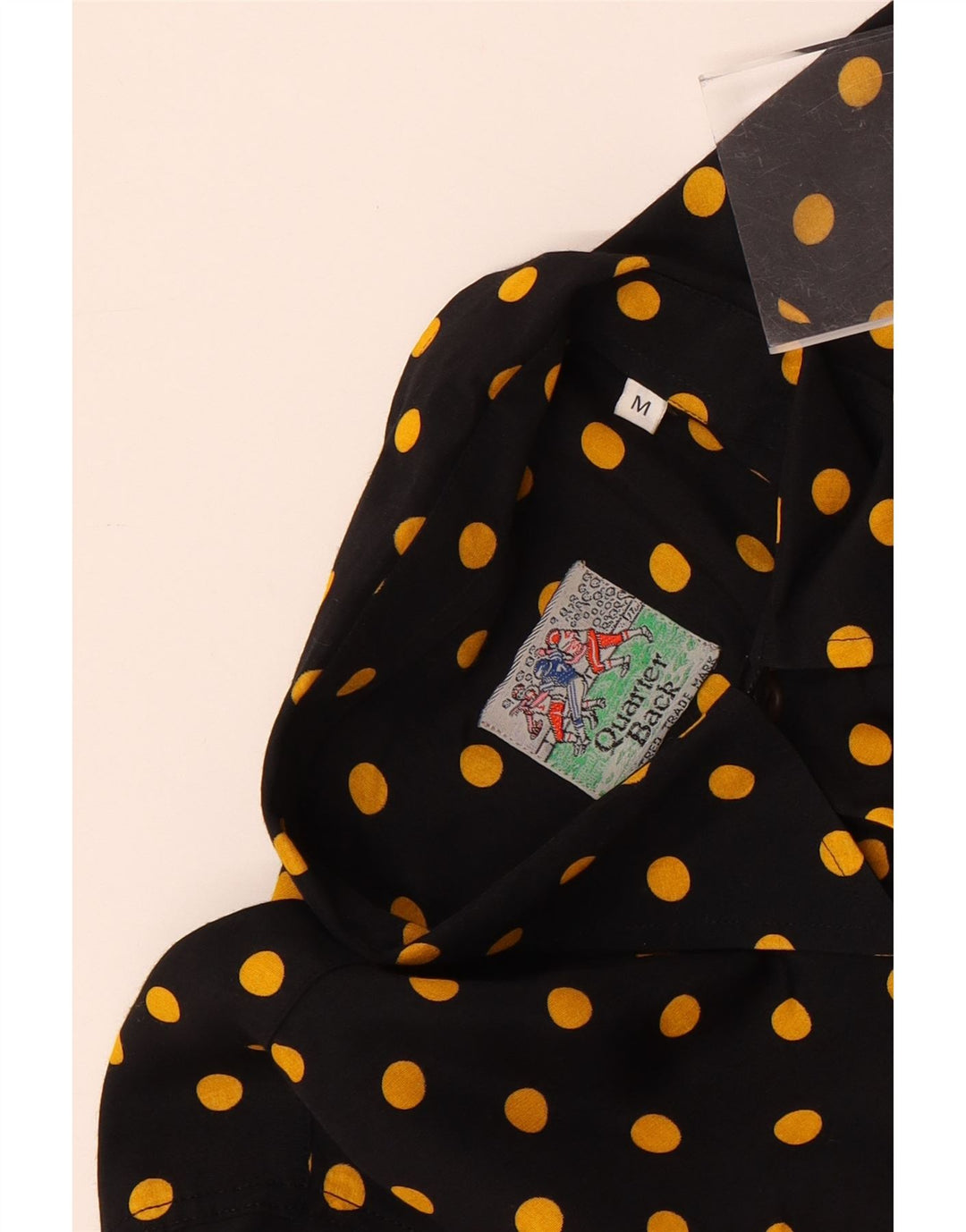 VINTAGE Chemise à manches courtes pour homme Noir moyen à pois