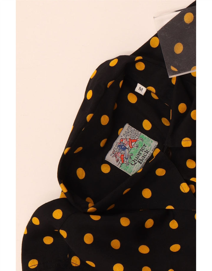 VINTAGE Chemise à manches courtes pour homme Noir moyen à pois