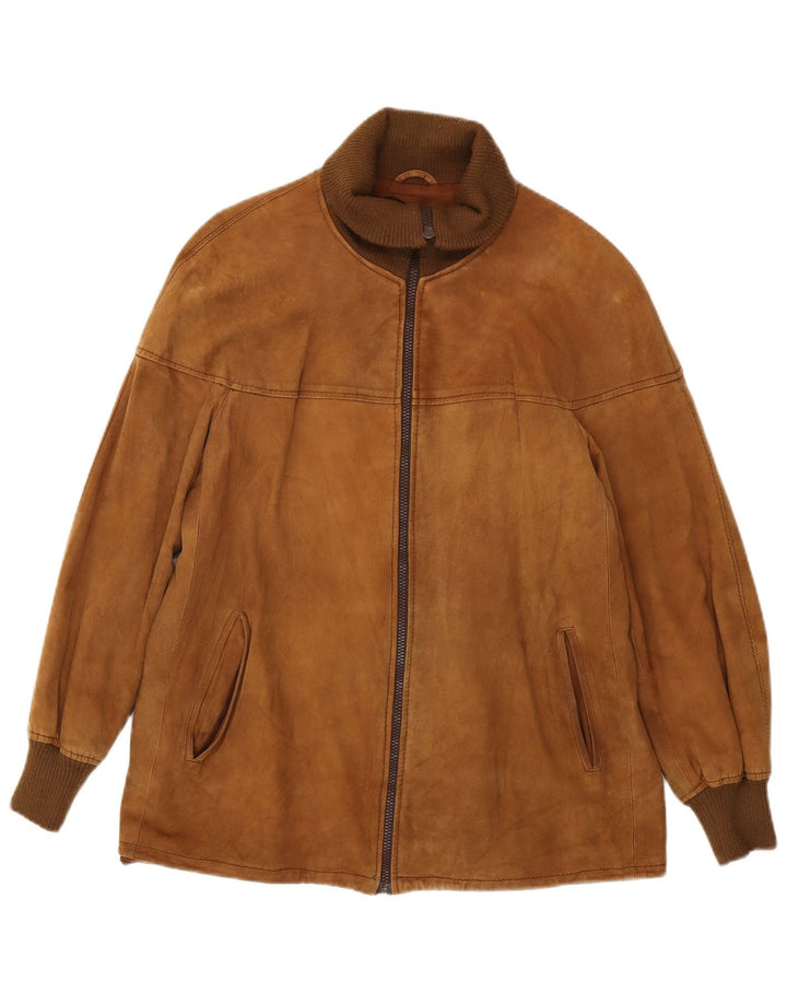 veste en daim femme vintage IT 48 XL Cuir Marron