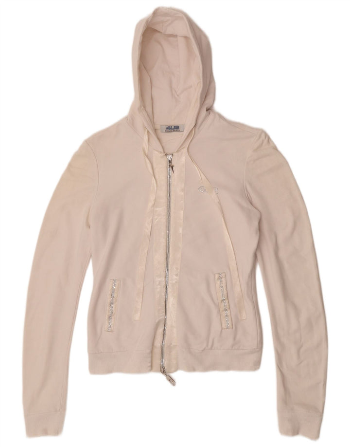 CESARE PACIOTTI Pull à capuche zippé pour femme IT 42 Coton blanc moyen