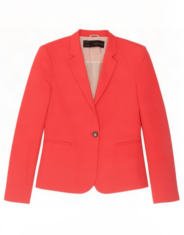 Zara Femme 1 Bouton Blazer Veste UK 10 Petit Rouge