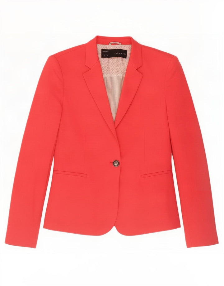 Zara Femme 1 Bouton Blazer Veste UK 10 Petit Rouge