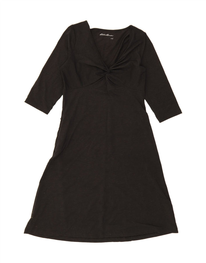 EDDIE BAUER Womens 3/4 Sleeve A-Line Dress UK 10 Small Black Polyester Vintage Eddie Bauer and Second-Hand Eddie Bauer from Messina Hembry 
