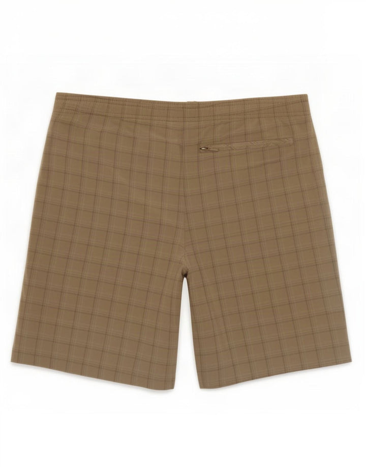 Adidas Short de bain pour homme en polyester à carreaux beiges