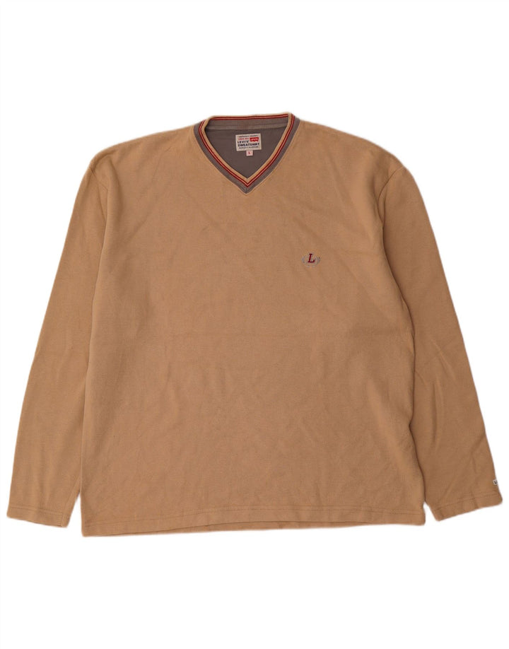 Levi's Pull Col V Homme Large Beige Coton