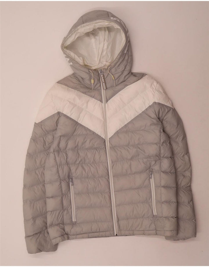 MICHAEL KORS Veste matelassée graphique pour homme UK 40 Large Gris Colorblock