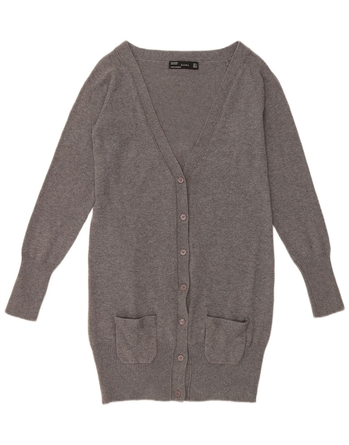 Zara Cardigan long pour femme UK 12 Gris moyen