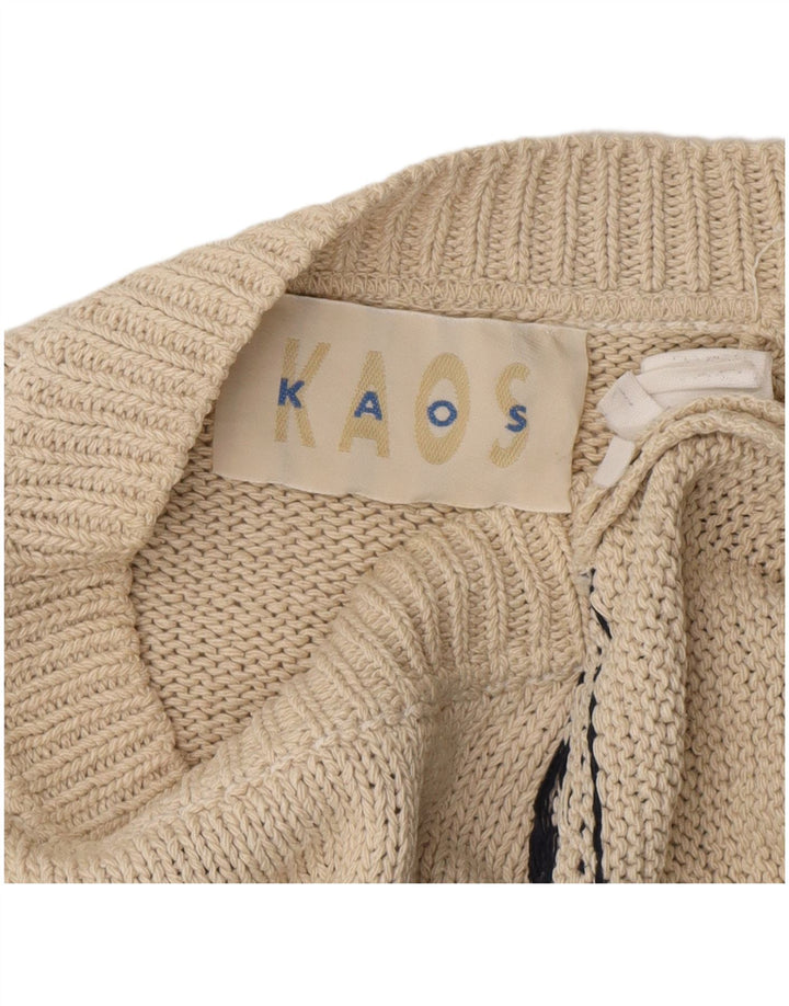 KAOS Pull à col rond pour homme Large Blanc Fair Isle