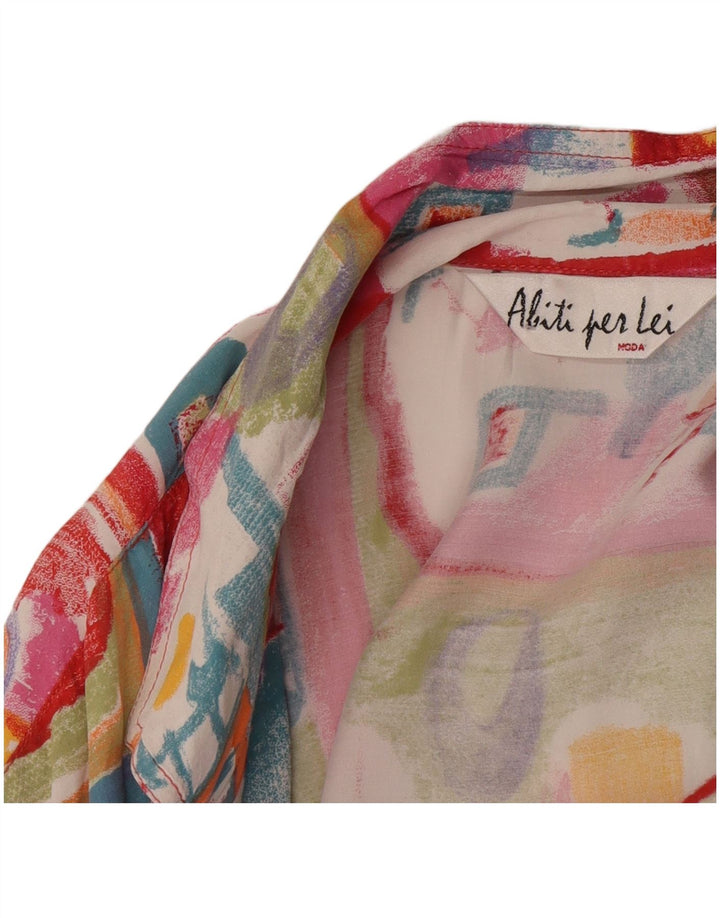 chemise à manches courtes femme vintage IT 46 Grand patchwork multicolore