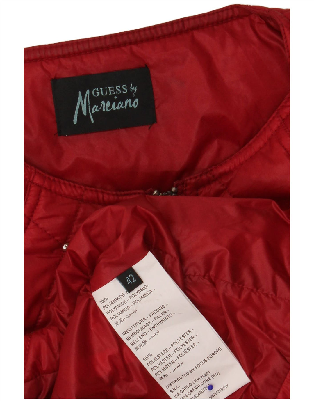 Guess By Marciano Veste matelassée pour femme IT 42 Polyamide tacheté rouge moyen