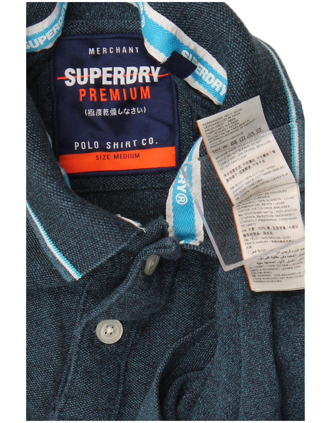SUPERDRY Polo Homme Bleu Marine Moyen Coton