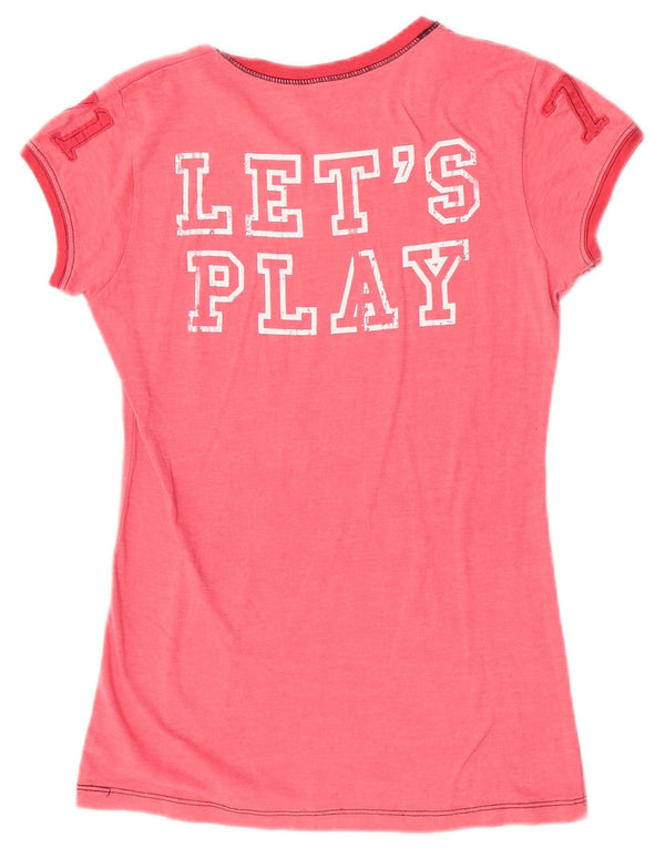 Hard Rock Cafe T-shirt graphique à manches courtes pour femme UK 12 Rose moyen