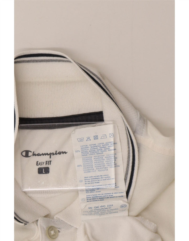 CHAMPION Polo Easy Fit Homme Grand Blanc Coton