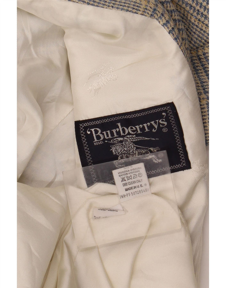 Burberrys Veste blazer à 3 boutons pour femme UK 12 Bleu moyen pied-de-poule