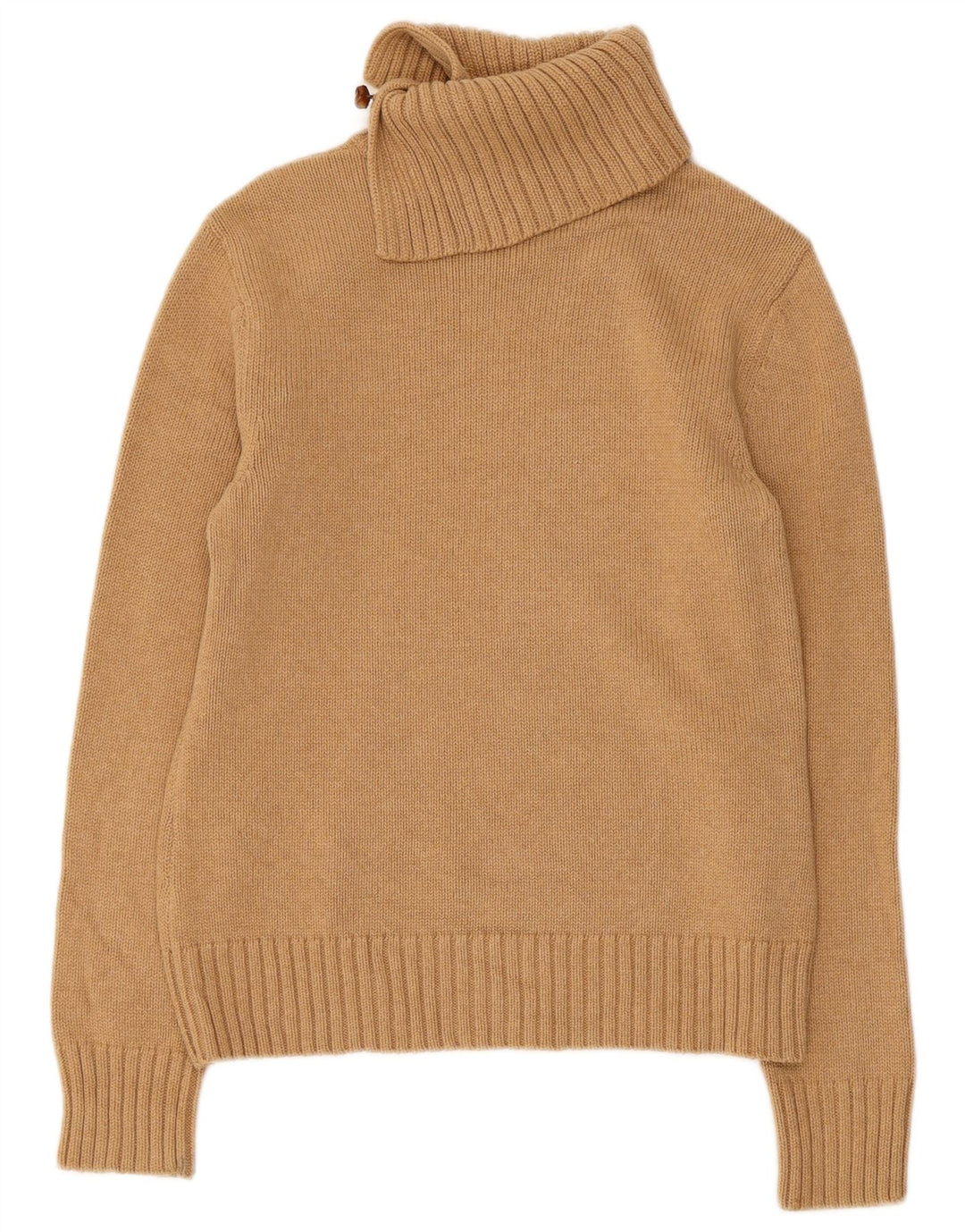 RALPH LAUREN Pull à col boutonné pour femme UK 12 Coton beige moyen