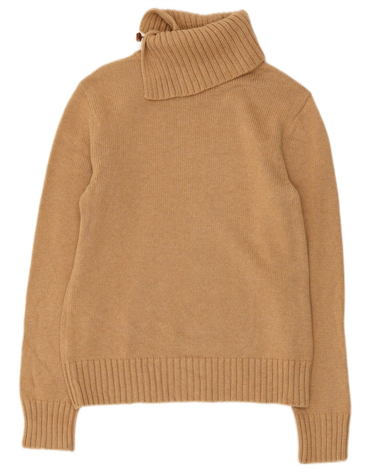 RALPH LAUREN Pull à col boutonné pour femme UK 12 Coton beige moyen