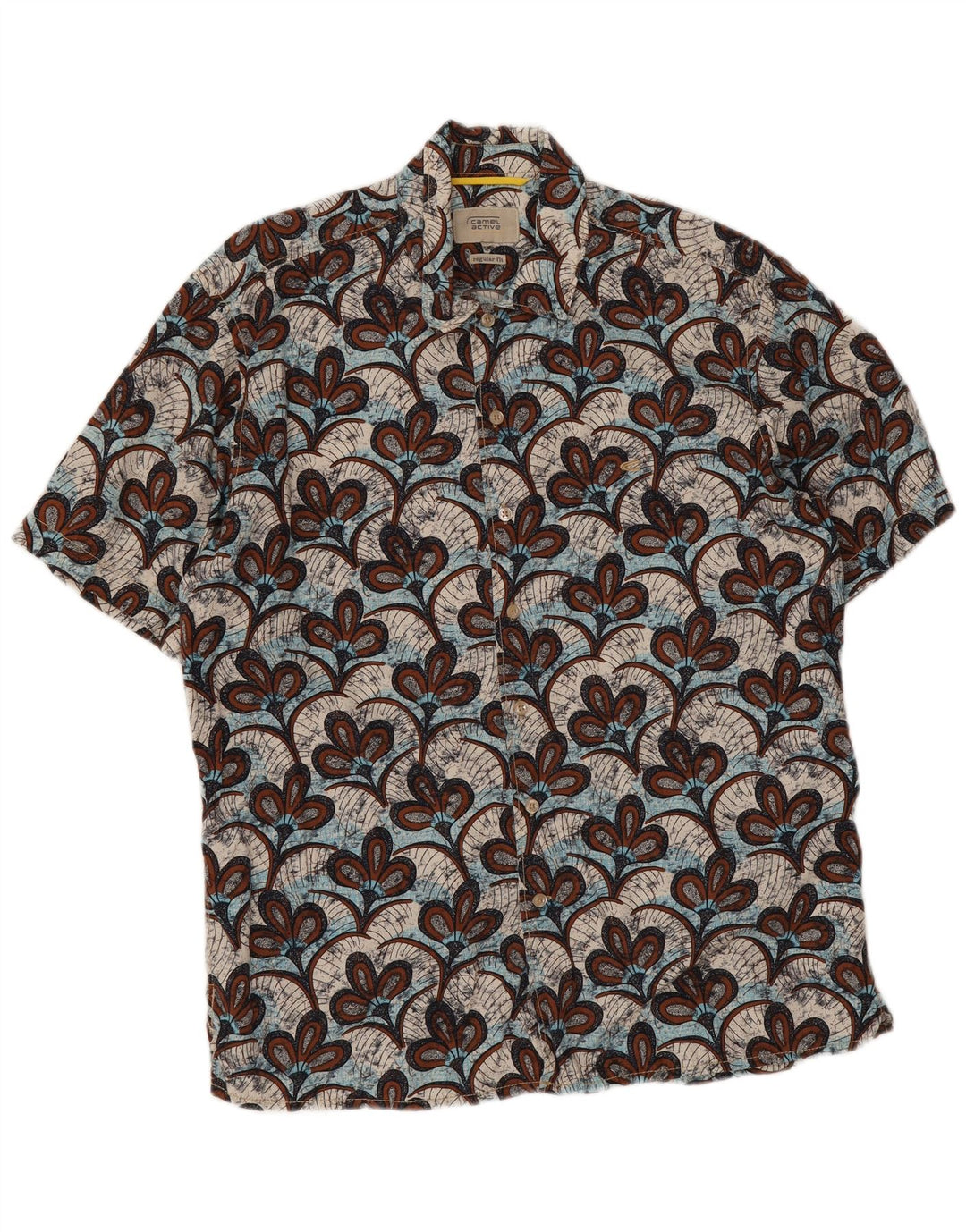 Camel Active Chemise à manches courtes pour hommes, coupe régulière, grand motif floral multicolore