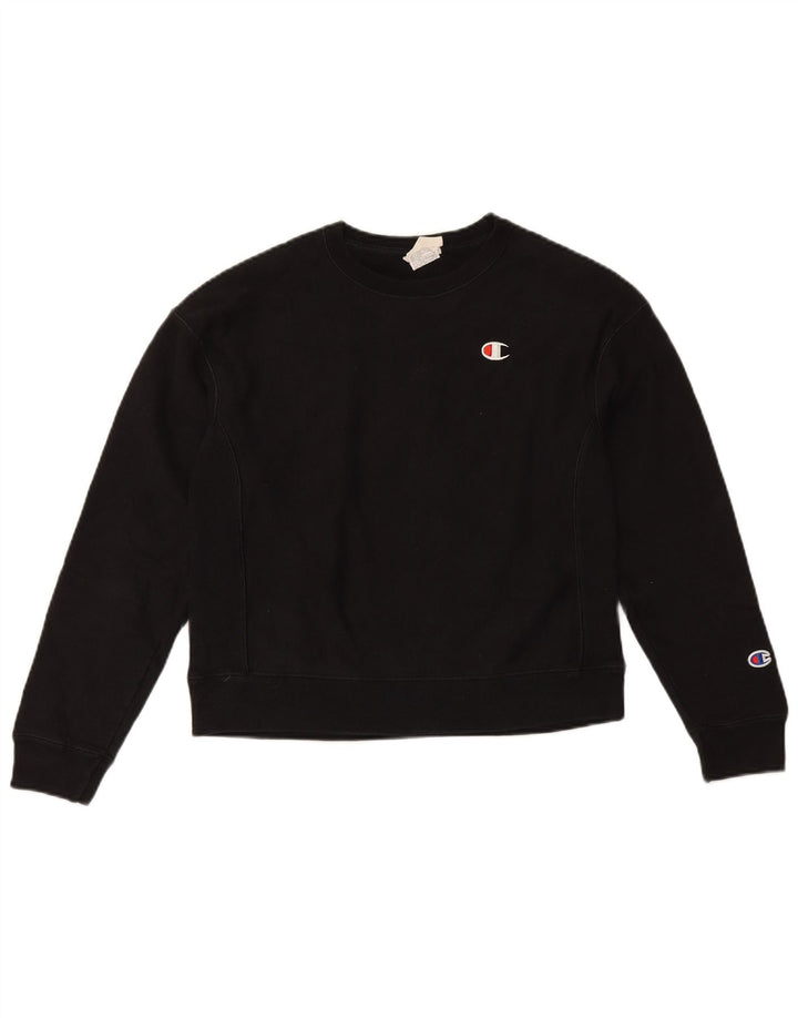 Champion Reverse Weave Sweatshirt Jumper UK 10 Petit Coton Noir