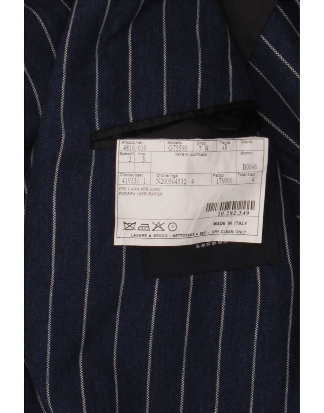 Burberry Veste blazer à 2 boutons pour homme IT 48 en laine à fines rayures bleu marine moyen