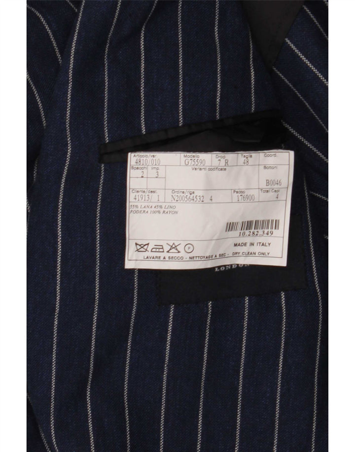 Burberry Veste blazer à 2 boutons pour homme IT 48 en laine à fines rayures bleu marine moyen